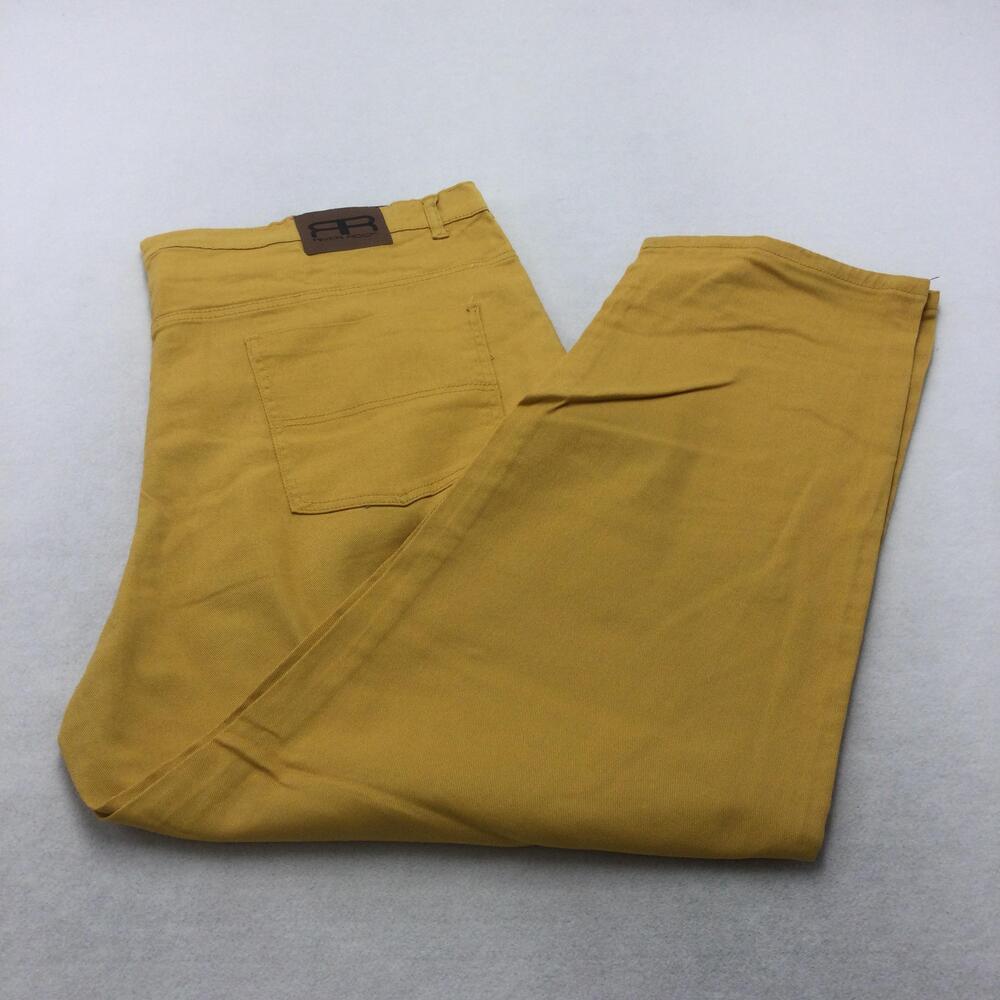 River Rock Pants Mens 46x32 Mustard Stretch Chino Straight Leg 5 Pocket Casual